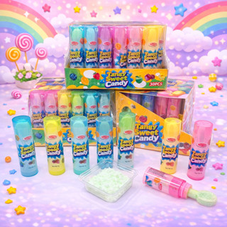 ลูกอมช้อน+ผงผลไม้ ทูอินวัน ซาวสวีทแคนดี้ ลูกกวาด 3 สี 1 กล่อ…