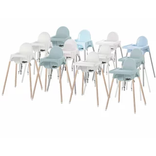 IKEA ANTILOP เก้าอี้สูง เก้าอี้กินข้าวเด็ก พร้อมถาดวาง ขาว ฟ้า ขาสีเทา ขาว ไม้