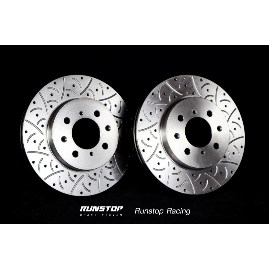 จานเบรค ขนาดเดิม RUNSTOP ตรงรุ่น Mazda2 skyactive คู่หน้า FSC ลายใหม่ ก้างปลา ขนาด 258 mm.