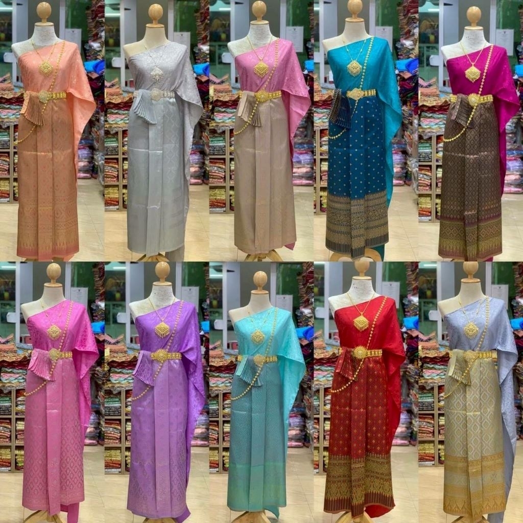 ชุดไทยผู้หญิง ชุดสไบเจ็ดการ์ดเรียบ ใส่คู่หน้านางผ้าแพรวา(ราคาไม่รวมเครื่องประดับ)