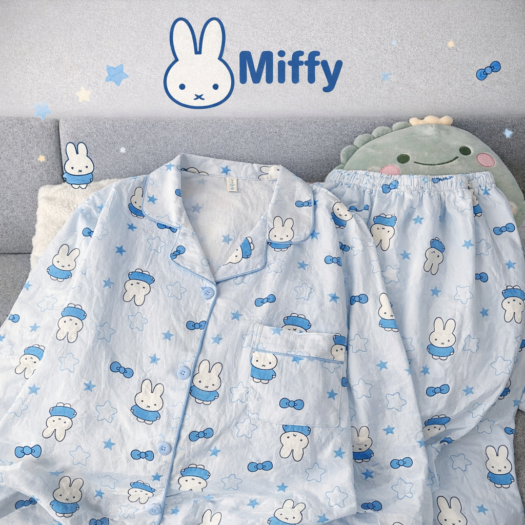 พร้อมส่ง Miffy ชุดนอน ผ้า Cloud Cotton สวมใส่สบาย ฟรีไซส์ อก 42นิ้ว