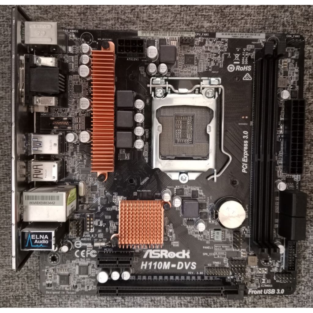 เมนบร์อดASRock H110M-DVS LGA1151พร้อมฝาหลัง