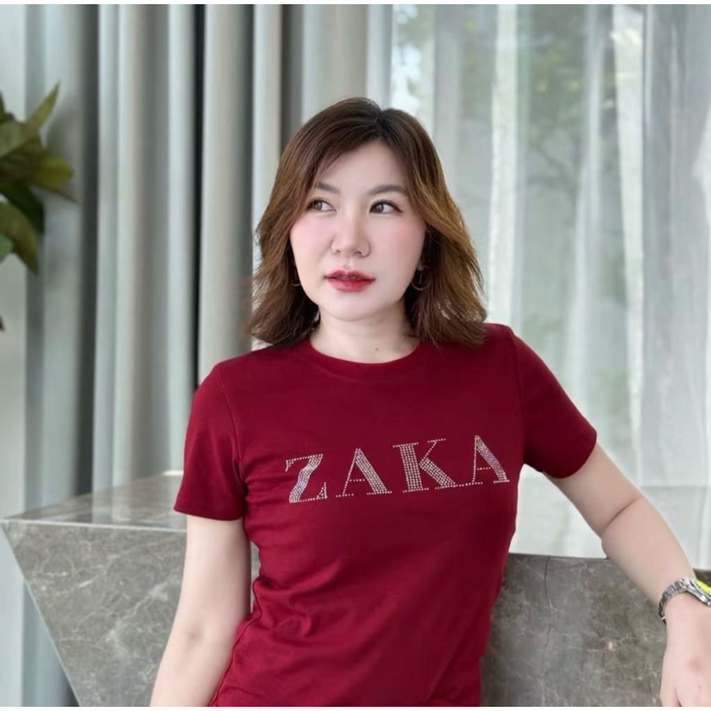 เสื้อยืดคอกลมแขนสั้น รีดเพชรลาย ZAKA ป้าย WJ&WG รูปที่ 8