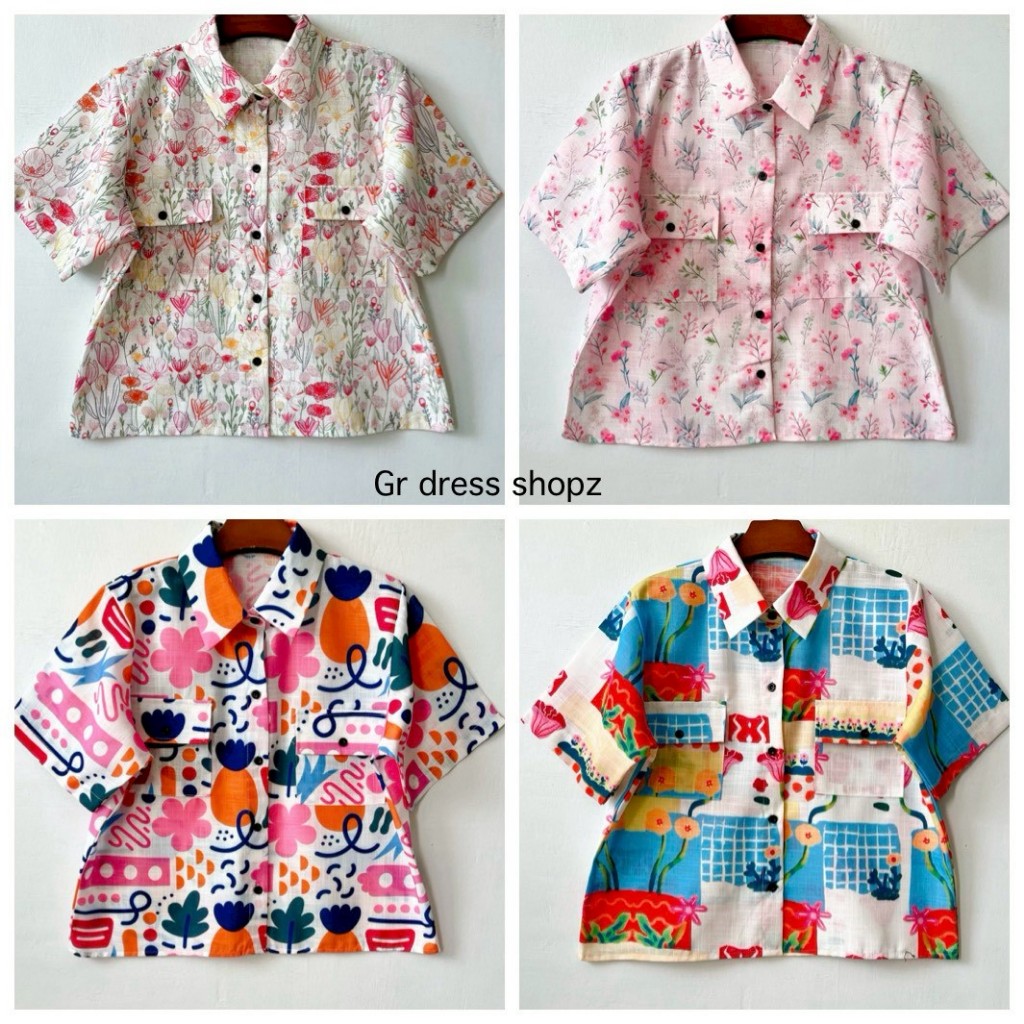 ป้าย Princess เสื้อเชิ้ตผ้าฝ้ายแต่งกระเป๋าคู่ อก 41 นิ้ว ยาว 20.5 นิ้ว