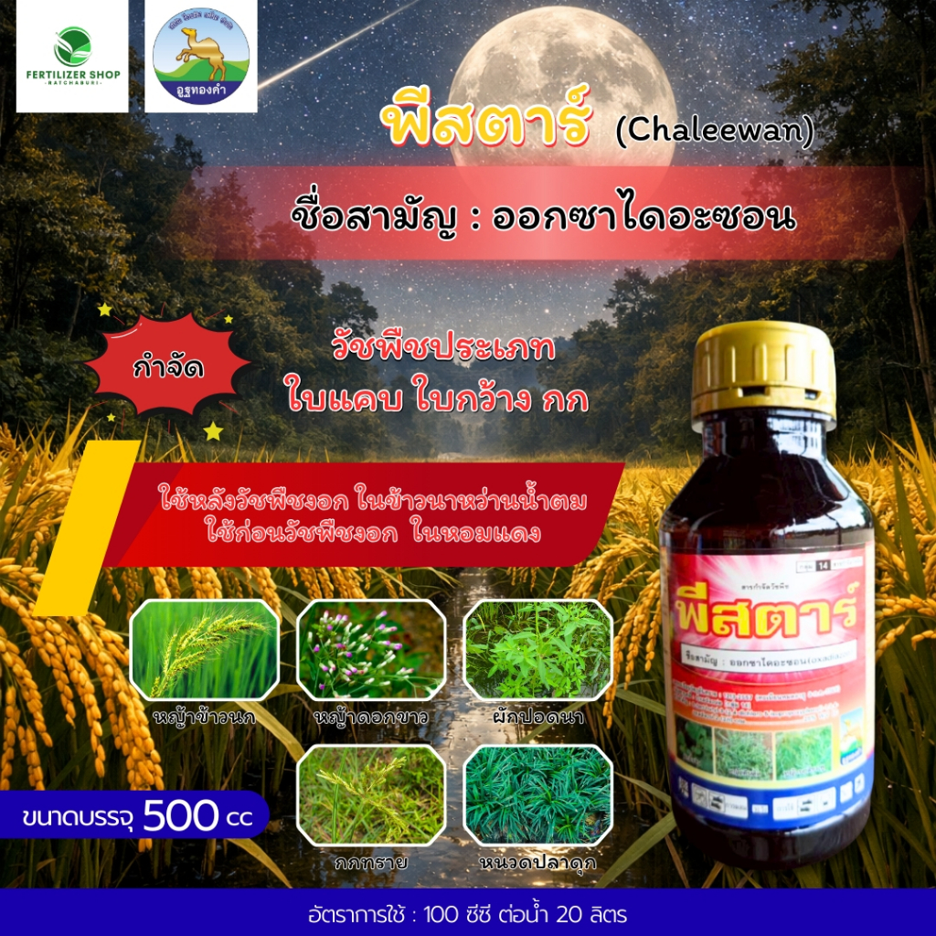 พีสตาร์ ออกซาไดอะซอน ยาคุมหญ้านาหว่านข้าวแห้ง (ขนาด 500cc) โอเอซิส