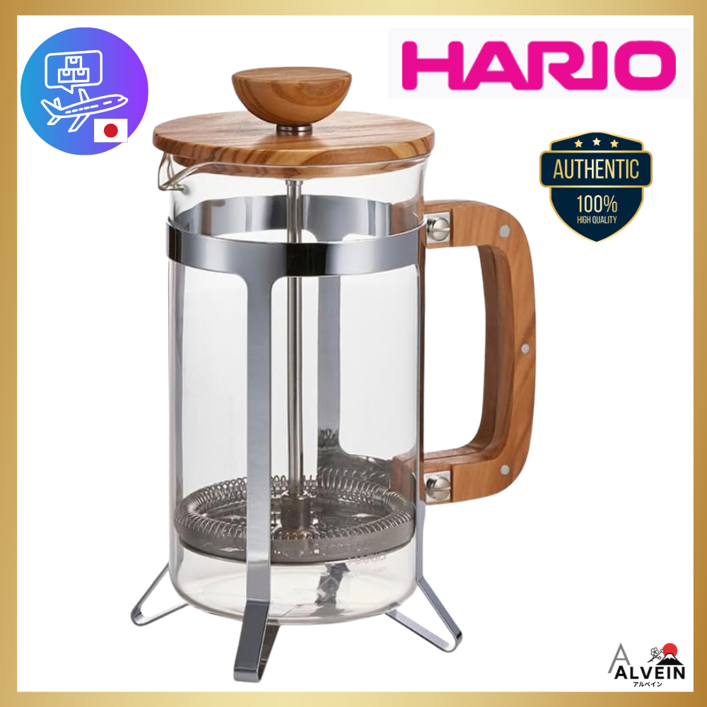 【Direct From Japan】HARIO Cafe Press Wood French Press 600ml  Heat‑Resistant Glass  CPSW‑4‑OV‑CP