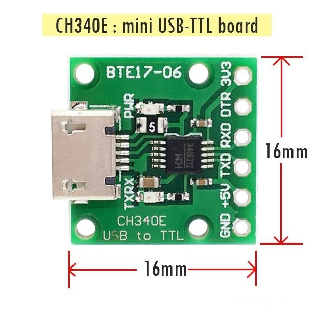 CH340E Mini USB to TTL UART Converter Type-C สำหรับ Arduino ESP8266 ESP32 STM32