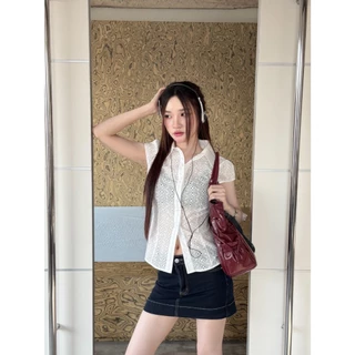 Choosedress A4677 Rika Shirt เสื้อเชิ้ตแขนสั้นทรงเข้ารูป มีเชือกผูกด้านหลัง