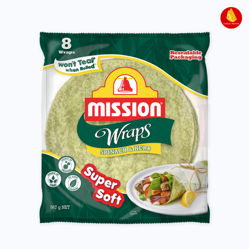 แป้งแรพ ผักโขม Mission Spinach Wrap 270g 6 แผ่น