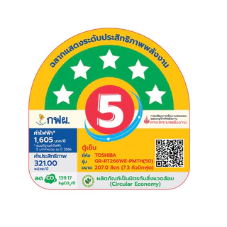 TOSHIBA ตู้เย็น 2 ประตู ขนาด 7.3 คิว รุ่น GR-RT268WE-PMTH