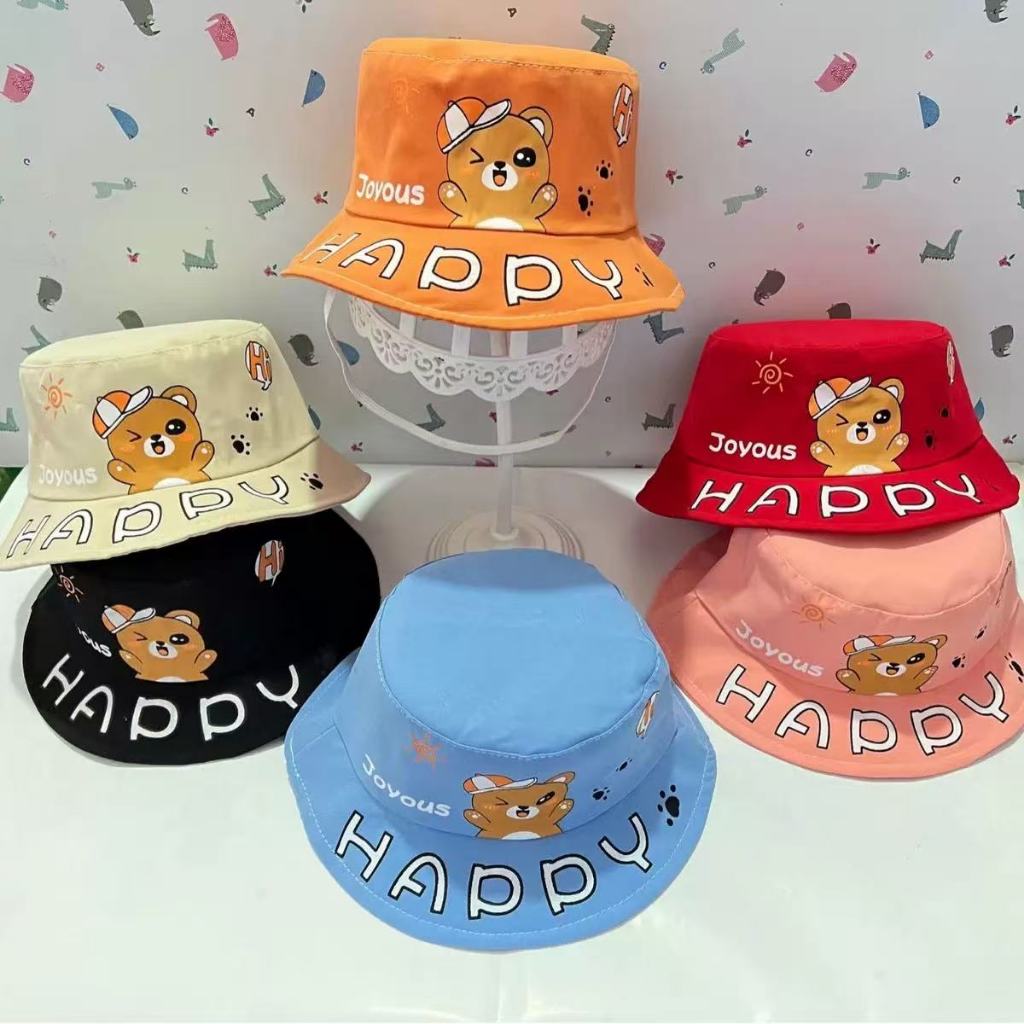 HD02 หมวกบักเก็ตเด็ก มีสายรัดคางปรับได้หมวกปีกรอบ หมวกแฟชั่น หมวกเด็ก 1-4 ขวบ หรือรอบศรีษะ49-52 cm
