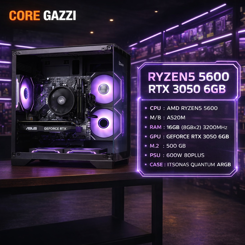 คอมเล่นเกม RYZEN 5 5600 + RTX 3050 6GB ประกอบให้พร้อมใช้งาน เน้นเล่นเกม