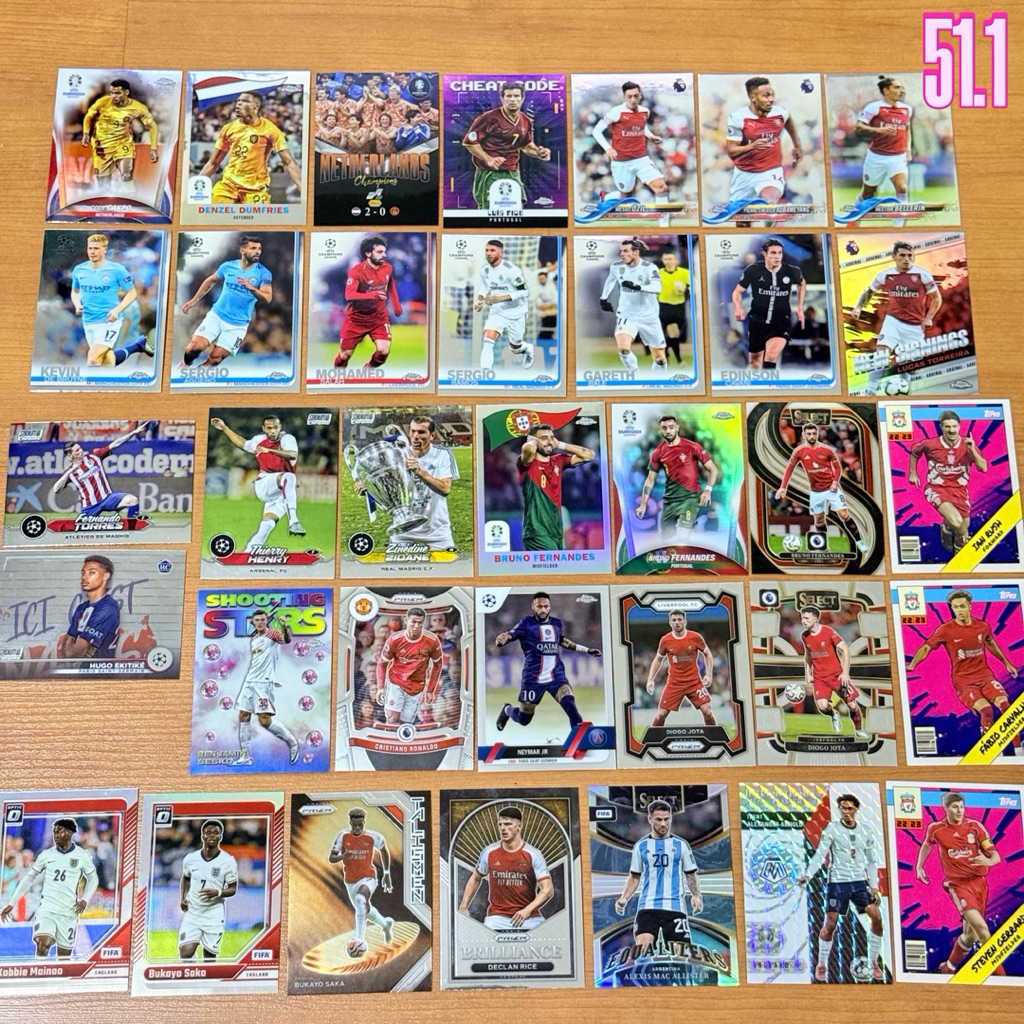 การ์ดสะสมฟุตบอล รวมตำนาน RONALDO JOTA NEYMAR GERRARD BALE CAVANI EKITIKE(Rc) OZIL ทีม ARSENAL LIVERP