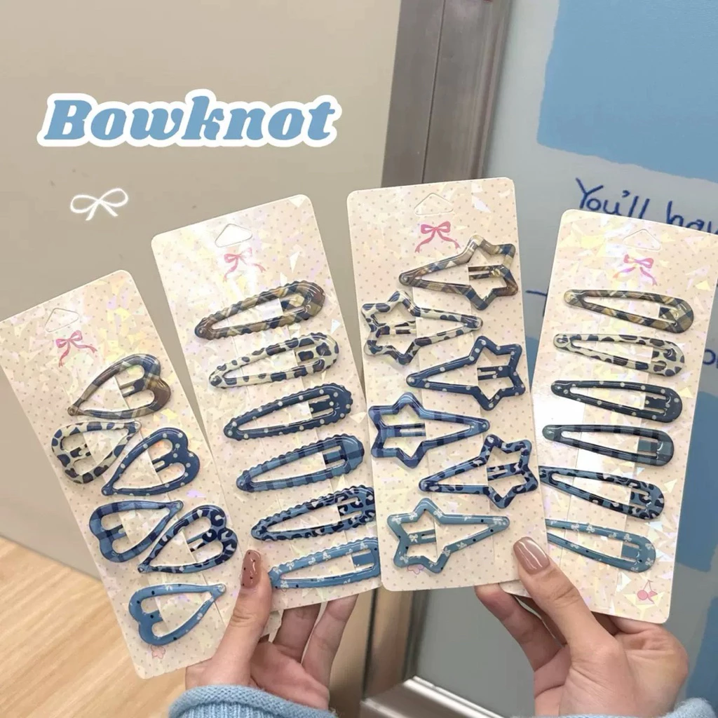Cute 477 กิ๊บติดผม กิ๊บแป๊กโทนสีน้ำเงิน 6 ชิ้น/แพ็ค
