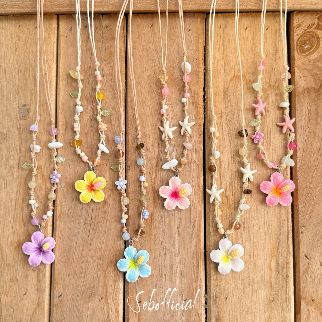 Sebofficial | สร้อยคอเชือกเทียน สร้อยใส่ไปทะเล สร้อยคอจี้เปลือกหอย ลูกปัด หินธรรมชาติ