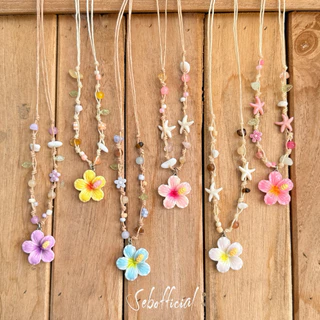 Sebofficial | สร้อยคอเชือกเทียน สร้อยใส่ไปทะเล สร้อยคอจี้เปลือกหอย ลูกปัด หินธรรมชาติ