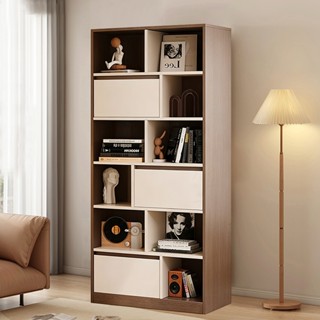 ตู้หนังสือ ไม้ ตู้เก็บของ ความจุขนาดใหญ่ มีแผงประตู ชั้นวางห…