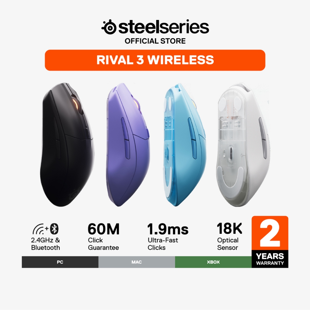 SteelSeries Rival 3 Wireless Gen 2 Gaming Mouse เม้าส์เกมมิ่ง 6 ปุ่ม 18,000 DPI TrueMove Air Sensor