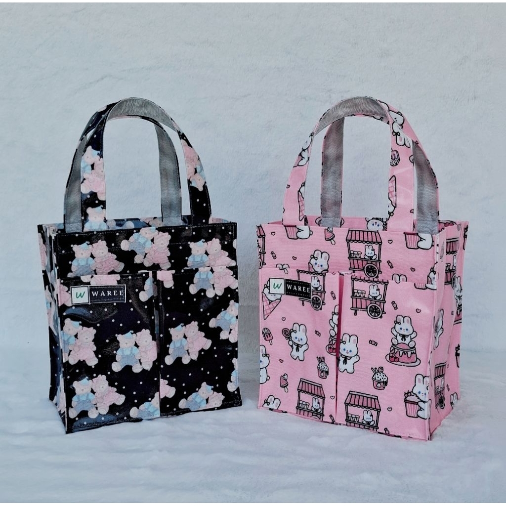 👜กระเป๋าเคลือบกันน้ำ 👉ขนาด กว้าง 8นิ้ว สูง 8 นิ้ว ฐาน 5 นิ้ว👉 มีซิป