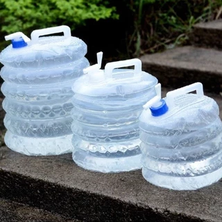 ถังเก็บน้ำพับได้ แบบพกพา มีก๊อกน้ำ พร้อมหูหิ้ว พลาสติก 5L 10L 15L สำหรับกลางแจ้ง รถยนต์ ครัวเรือน