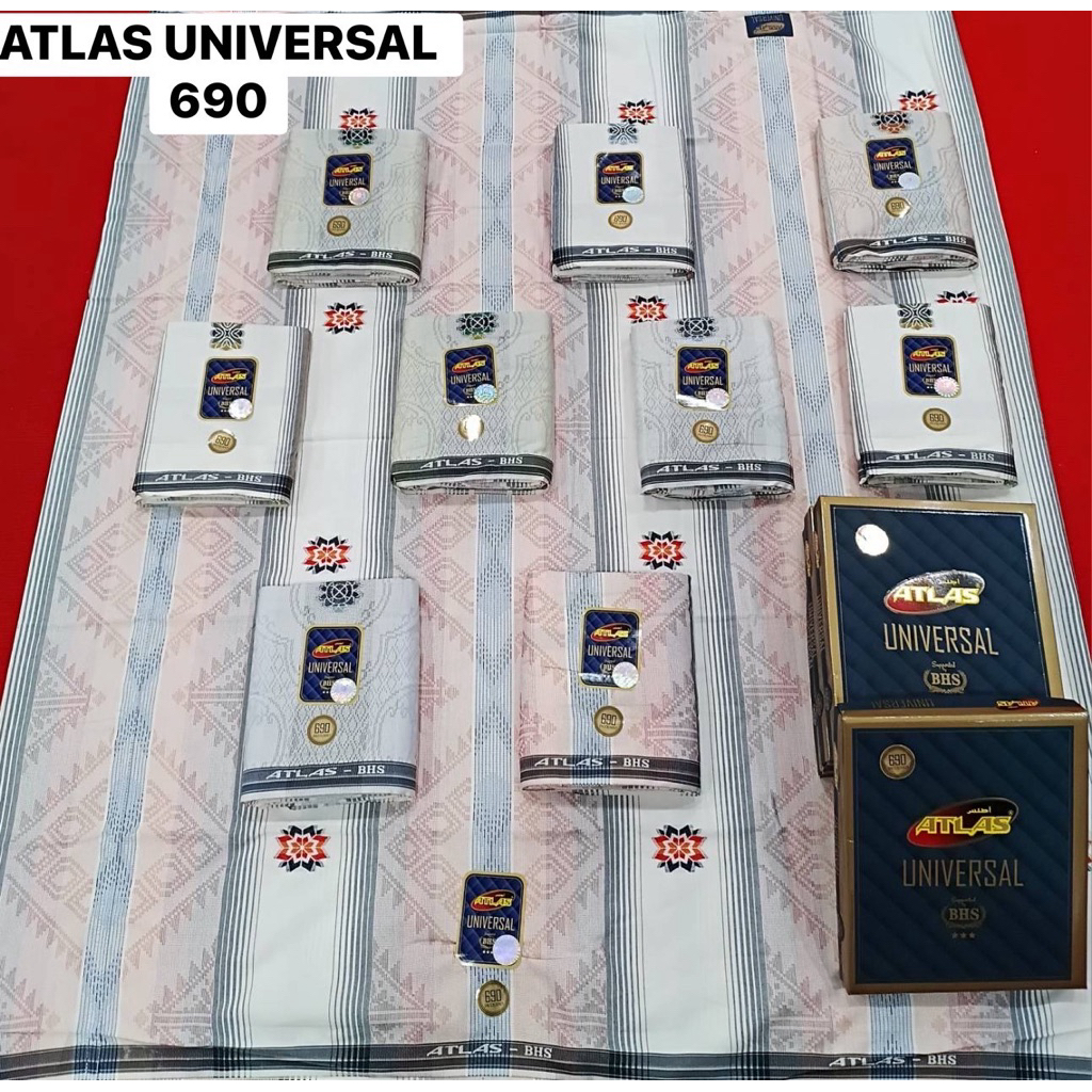 ผ้าโสร่ง ผ้าถุงชาย ตราAtlas รุ่น UNIVERSAL 690 (BHS) ลายปัก มาใหม่ ผ้าไม่ลื่น