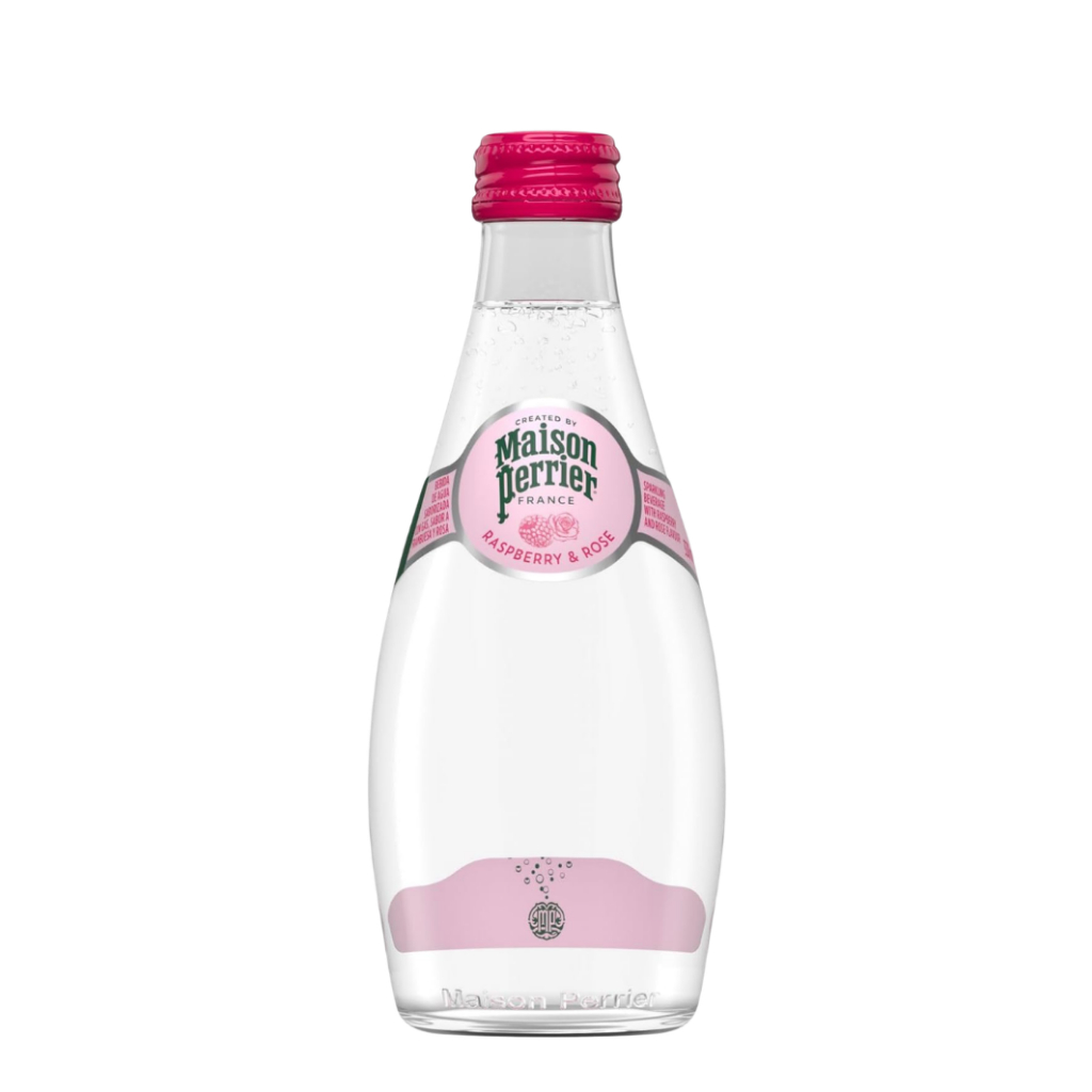 Maison Perrier Raspberry & Rose Sparkling Water เปอริเอ้ น้ำแร่ธรรมชาติ มีฟองผสมกลิ่นราสป์เบอร์รีและดอกกุหลาบ 330 ml.