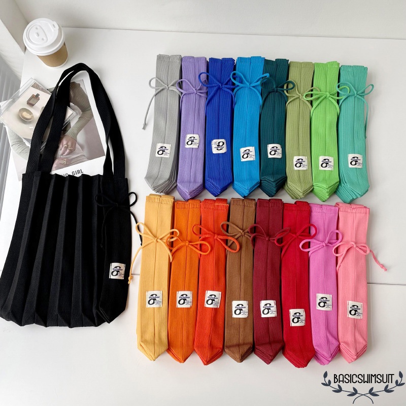 🧡Basic swimsuit💛 พร้อมส่งจากไทย Tote bag กระเป๋าสะพายไหล่ จับคู่กับเสื้อผ้าต่างๆ แบบสบาย สีพื้น มีหลายแบบให้เลือก