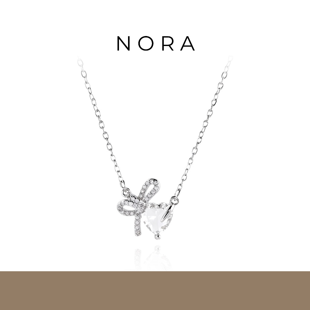 Jewelry สร้อยคอแฟชั่น สร้อยคอผู้หญิง รูปหัวใจ ทองคำขาว สร้อยคอจี้ลำลอง N262301