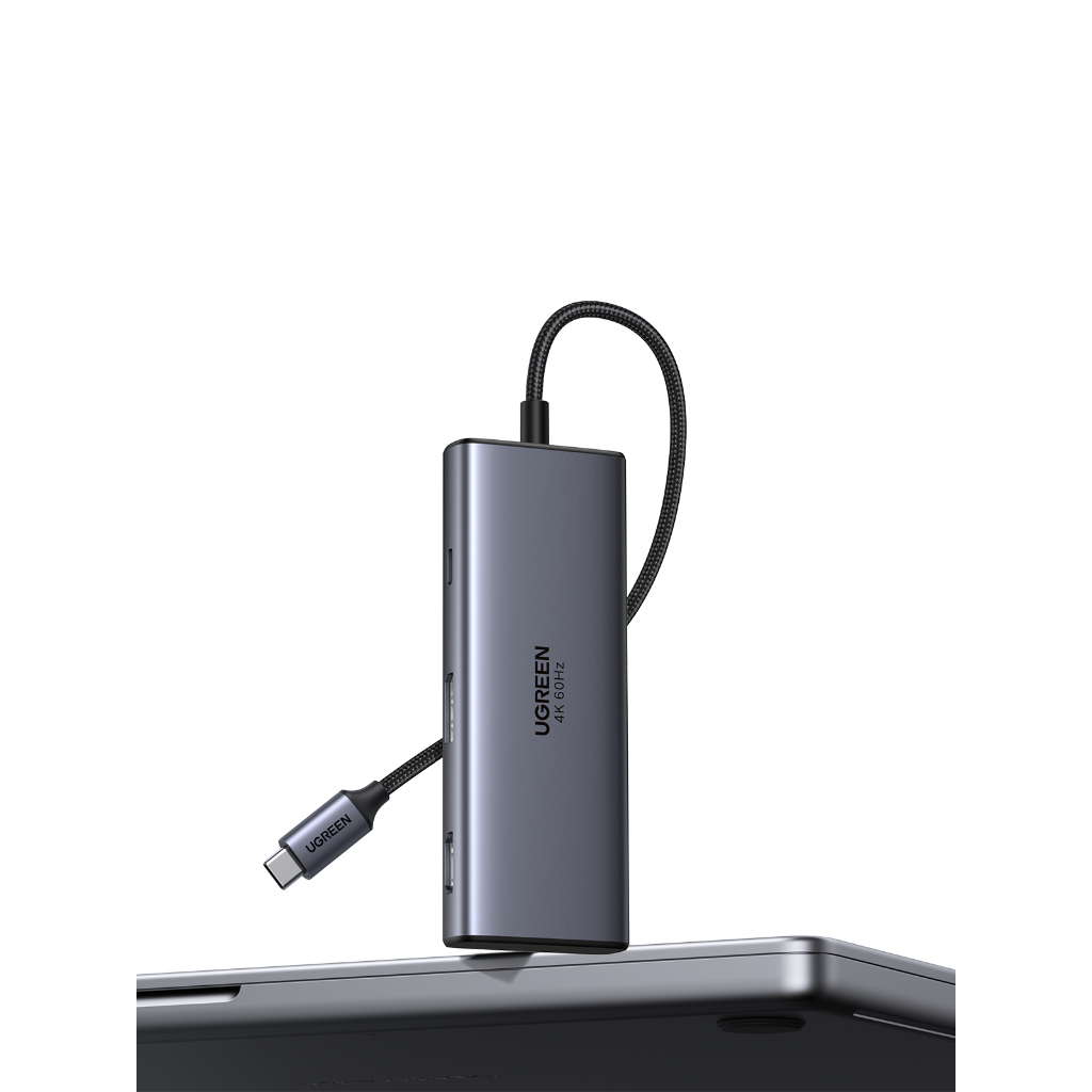 UGREEN CM498...75902 7-in-1 USB-C to HDMI + DP + 2xUSB-A3.2 + 2xUSB-C3.2 + PD Hub (Alu, gray) (AC2-0