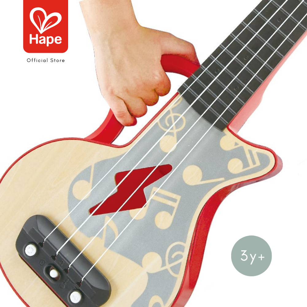 Hape Learn with Lights Ukulele-Red	อูคูเลเล่ไฟฟ้า ใส่ถ่านมีเสียงมีไฟ	3Y+ รูปที่ 6