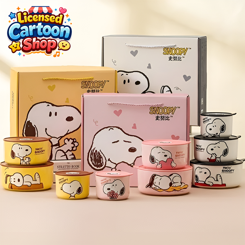 【ของแท้】สนูปปี้ Snoopy ชามถนอมอาหาร 4/5/6 นิ้ว เซต 3 ใบ พร้อมฝาปิด ลายน่ารัก เซ็ตของขวัญ มีกล่องแพคเกจสวยงาม ส่งฟรี