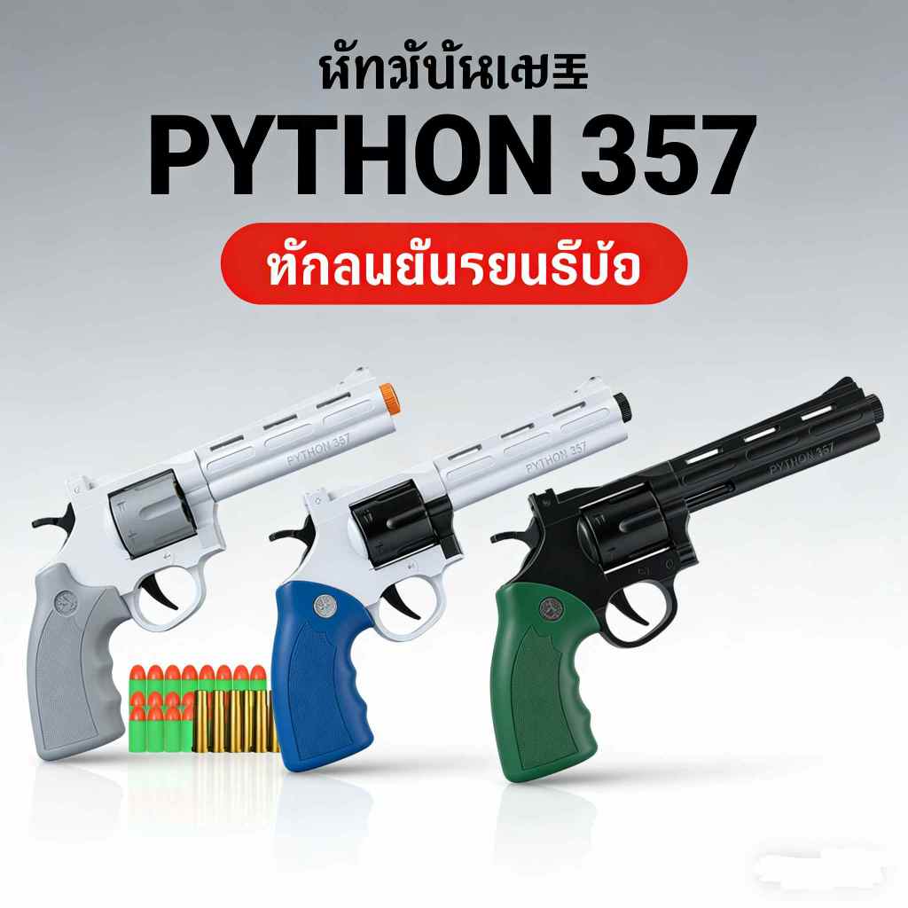 357 ปืนของเล่น Revolver ปืนกระสุนโฟม ปลอดภัยสำหรับเด็ก พัฒนาทักษะการวางแผน เล่นอย่างสร้างสรรค์