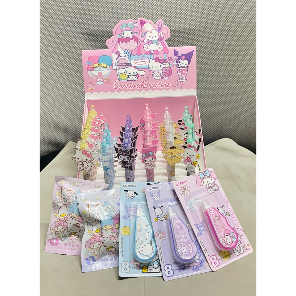 เครื่องเขียน Sanrio ปากกา ยางลบ ลิควิดเทป Hello Kitty Kuromi My Melody Cinnamoroll น่ารัก ขายแยก