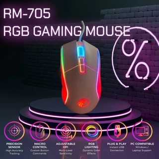 ลดราคา RKM-705 RGB Gaming Keyboard+Mouse Combo ชุดคีย์บอร์ดเมาส์สีชมพูเกมมิ่ง ไฟ RGB แป้นไทย-อังกฤษ