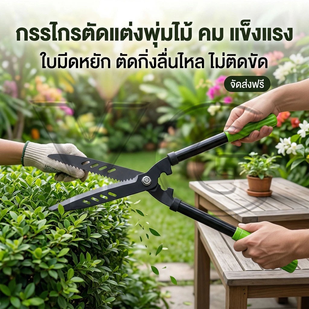 Autoview กรรไกรตัดหญ้า กรรไกรตัดแต่งพุ่มไม้ ตกแต่งสวน ใบมีดคมใช้งานง่าย