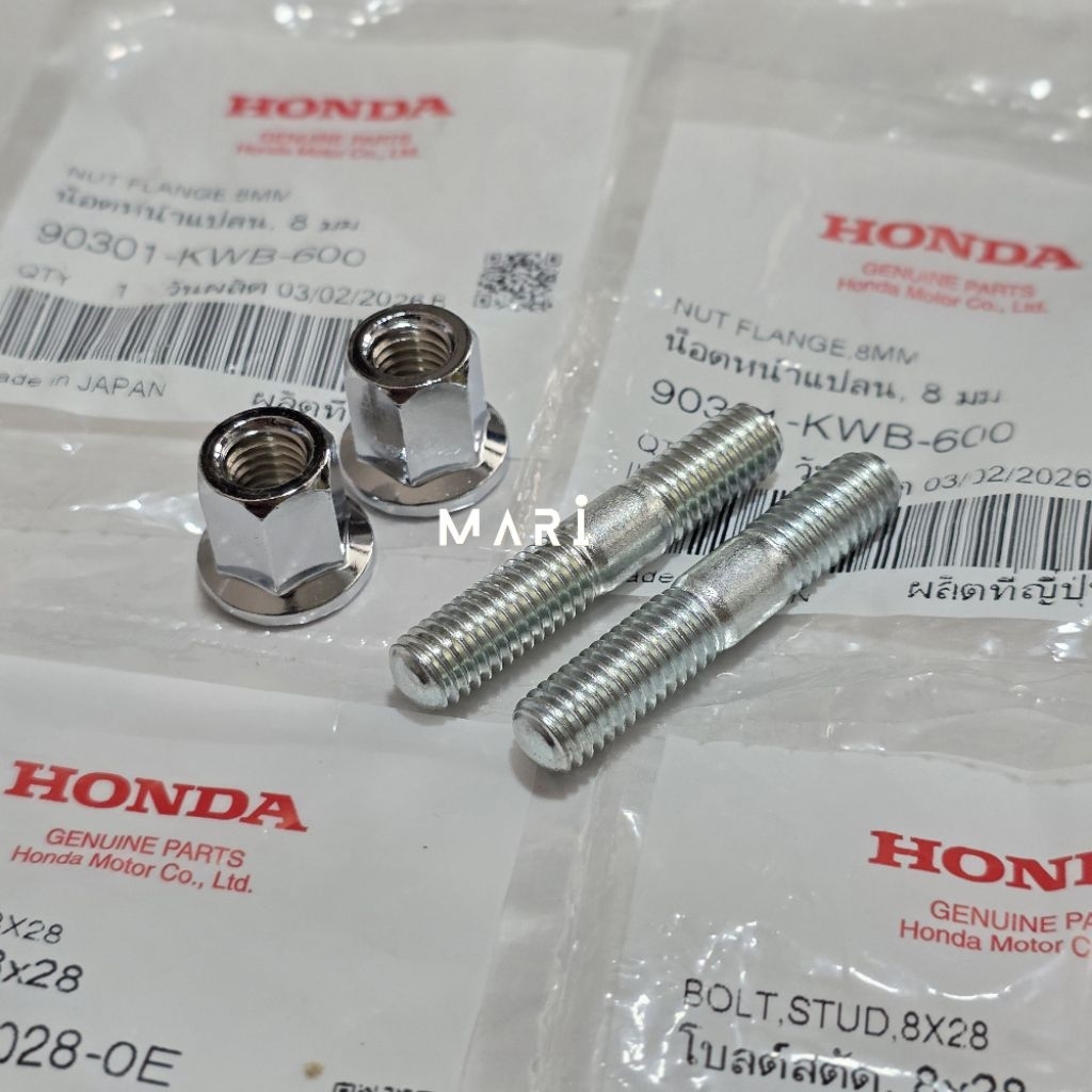 น็อตคอท่อ+เสาคอท่อ WAVE110i WAVE125i ปลาวาฬ,LED,SUPERCUP (น็อตหัวเปิดได้ทั้งหมด4ตัว) แท้ศูนย์