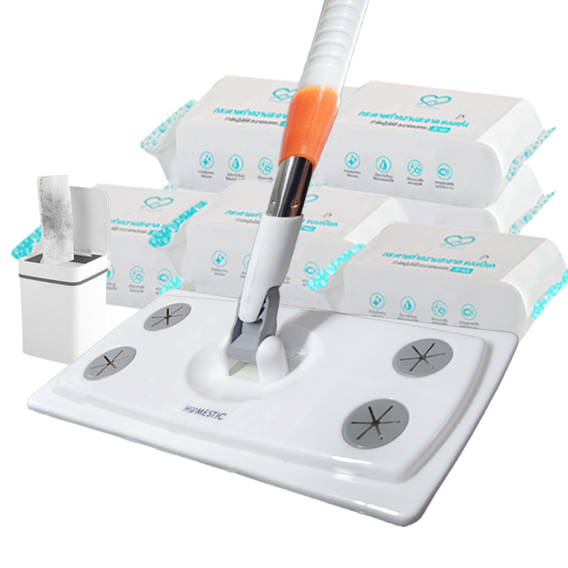 HOMESTIC ทิชชู่เปียก-แห้ง ผ้าทำความสะอาดพื้น ผ้าถูพื้นชนิดแห้ง-เปียก ใช้กับไม้ถูพื้น ราคาต่อ 1 ห่อ