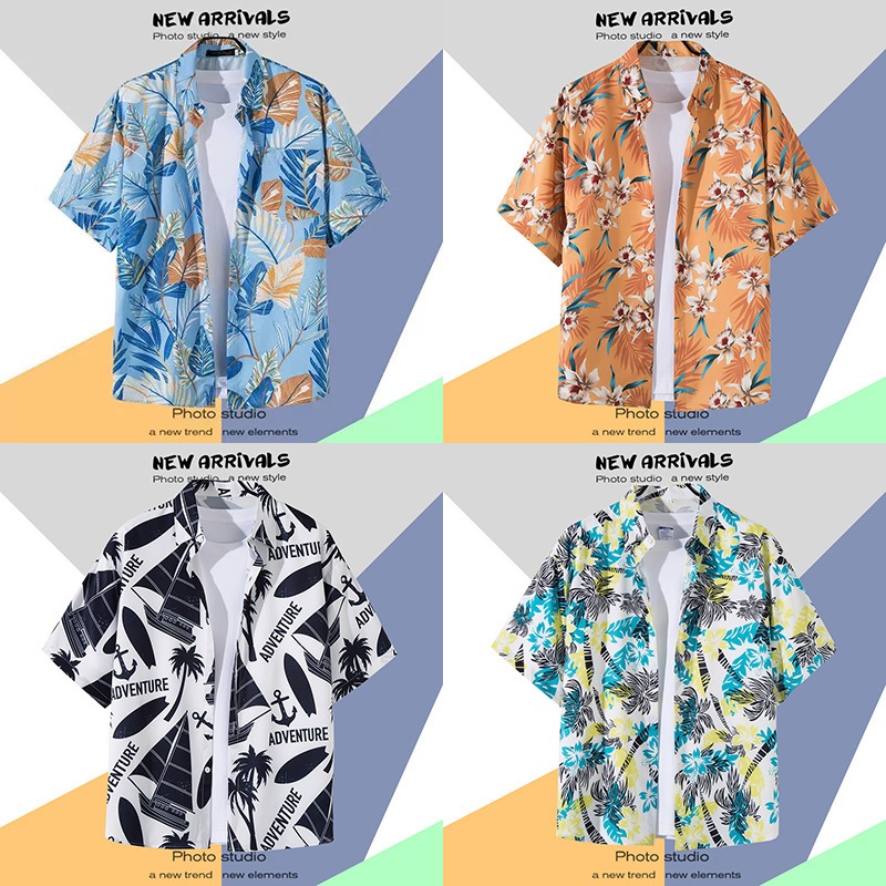 ส่งจากไทย✨พักผ่อน วันหยุด เสื้อเชิ้ตแขนสั้น ผู้ชาย สไตล์ชายหาดฮาวาย ลวดลายดอกไม้ ผ้านุ่มไม่ต้องรีด ขนาด M-3XL #N2032