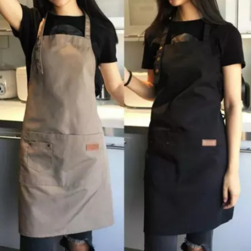 ผ้ากันเปื้อนกันน้ำทำจากผ้าแคนวาส ดีไซน์สวยงาม เหมาะสำหรับใช้ในครัว ทำอาหาร ร้านกาแฟ ทำงาน และช่างทำผม