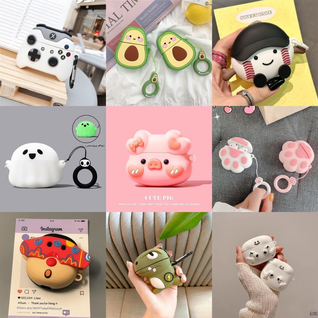 For Airpods Pro/Pro 2 Case for Airpods 3 4 1 2 เคสป้องกันหูฟังลายการ์ตูนน่ารัก ซิลิโคน หัวเข็มขัด ป้องกันการตกเคสป้องกัน