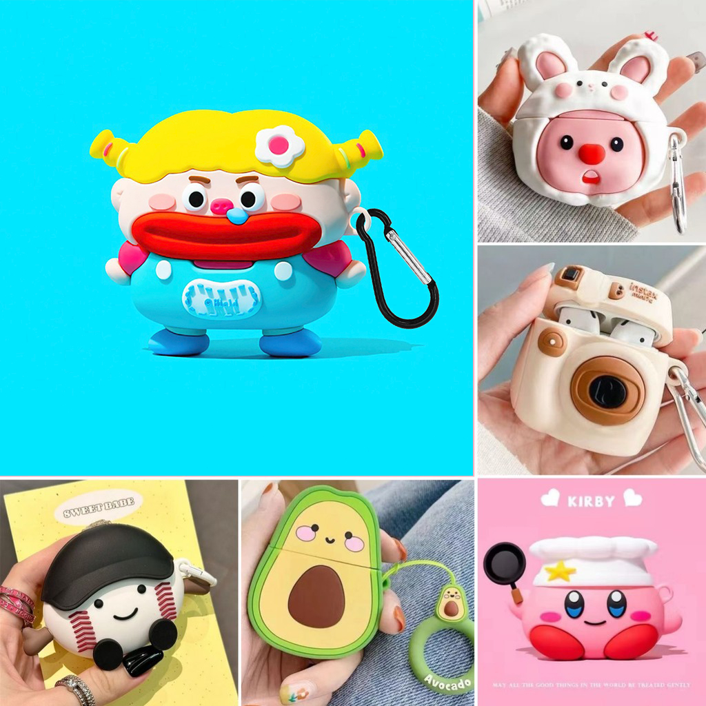 เคสหูฟังไร้สายบลูทูธ for เคส หูฟัง AirPods 4 / 4ANC(2024) AirPods 1/2/3 /Pro / Pro2 เคสซิลิโคนกันกระแทก 3D Ins ตลก