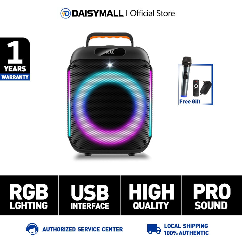 ลําโพงบลูทูธ 6.5 นิ้ว เบสหนักลําโพงล้อลาก ไมโครโฟน RGB Bluetooth Speaker USB TF AUX รับประกัน1 ปี