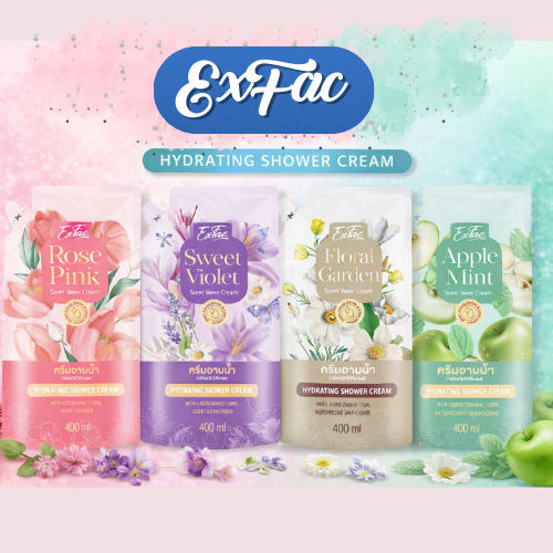 EXFAC ครีมอาบน้ำแบบถุงเติม 400มล. Shower Cream 400 ml. (Refill)
