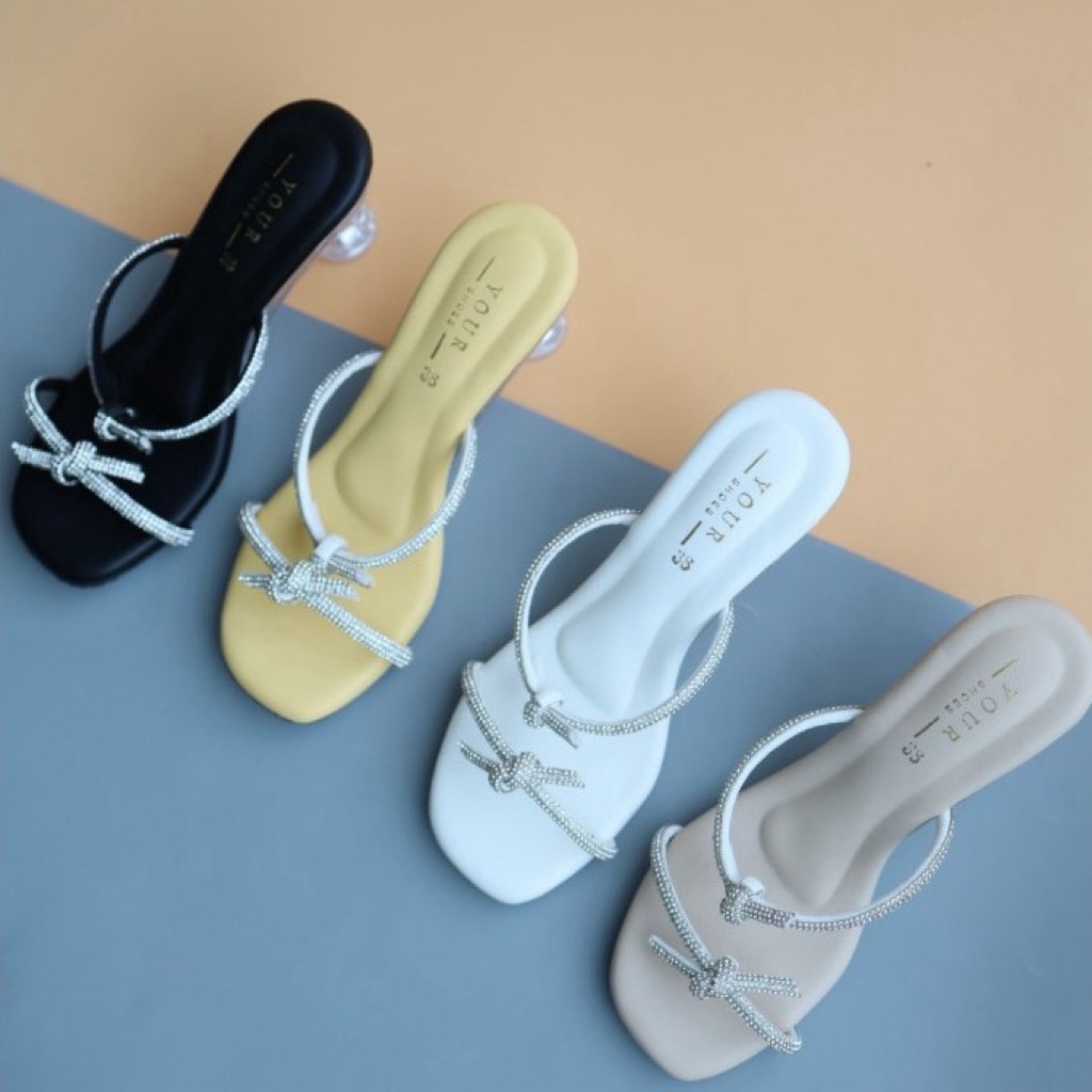 YOURSHOES รองเท้าสูง3นิ้ว สีเหลือง Sz.39
