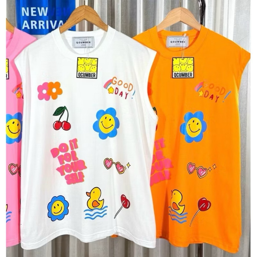 ◡̈ เสื้อป้ายQcumber✨รวมลายน่ารัก ผ้าหนานุ่ม /อก44“