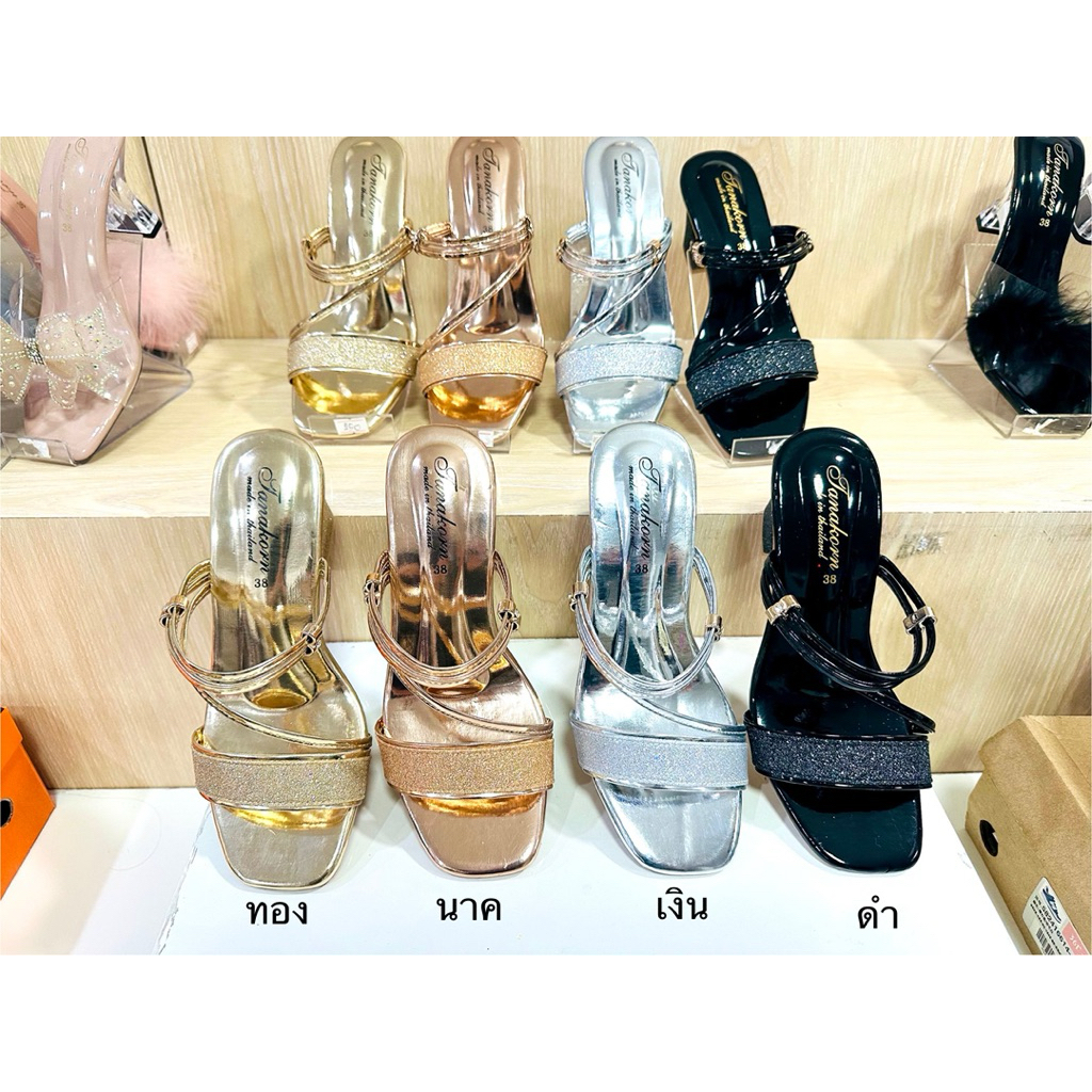 Dvershoes รองเท้าใส่ออกงาน ส้น แม๊กซี่ สุง2.5 นิ้ว งานกากเพชรสวยมาก