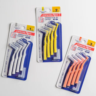 DENTALPRO L Shape แปรงซอกฟัน 0.7-1.0 มม 4P จากญี่ปุ่น เพื่อคนจัดฟัน ทำความสะอาดซอกฟัน
