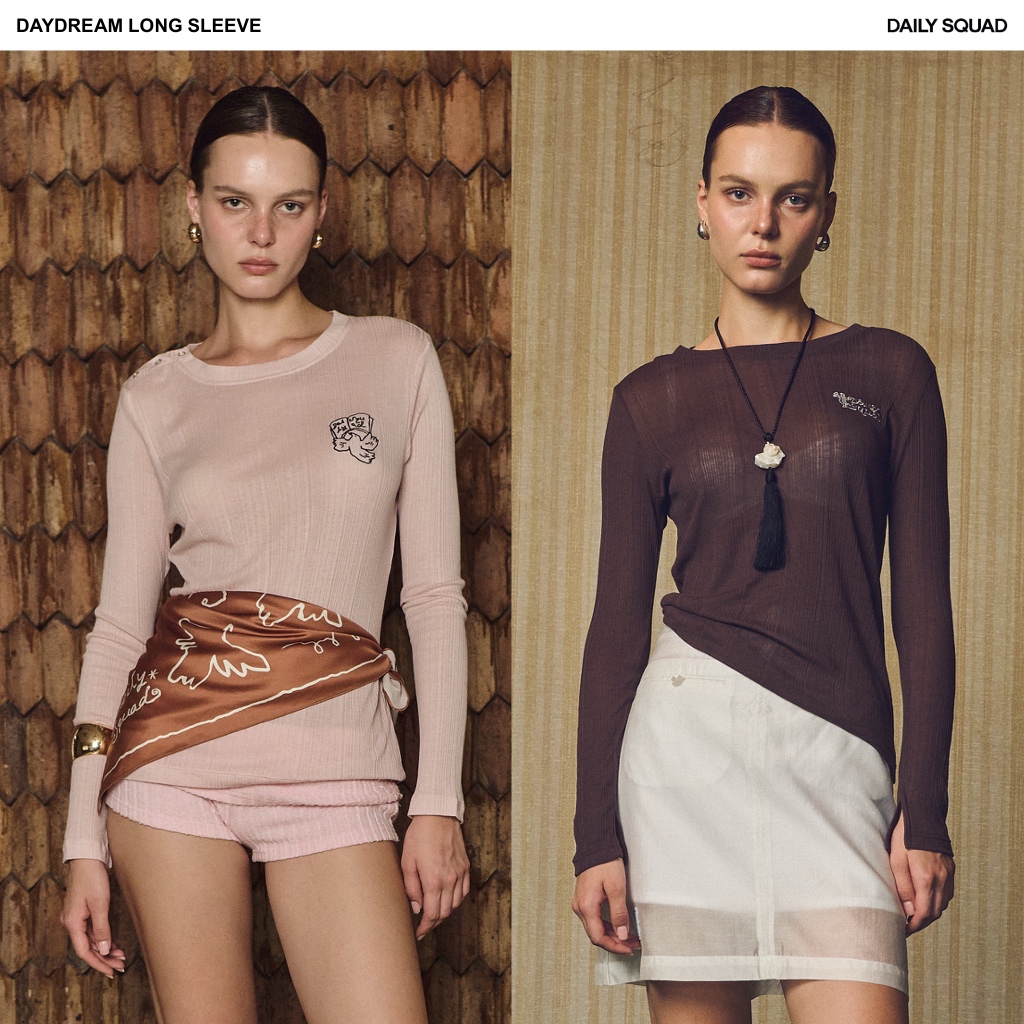 DAILY SQUAD - Daydream Long Sleeve เสื้อแขนยาวผ้าคอตตอนเนื้อนุ่ม ทรง Relaxed ใส่สบาย ปักลายบริเวณอก คละลายงานศิลป์