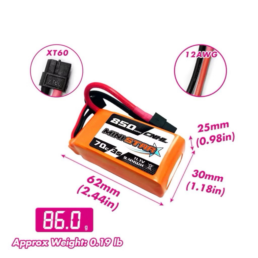 CNHL MiniStar 3S 11.1V 850mAh 70C Lipo (XT60)