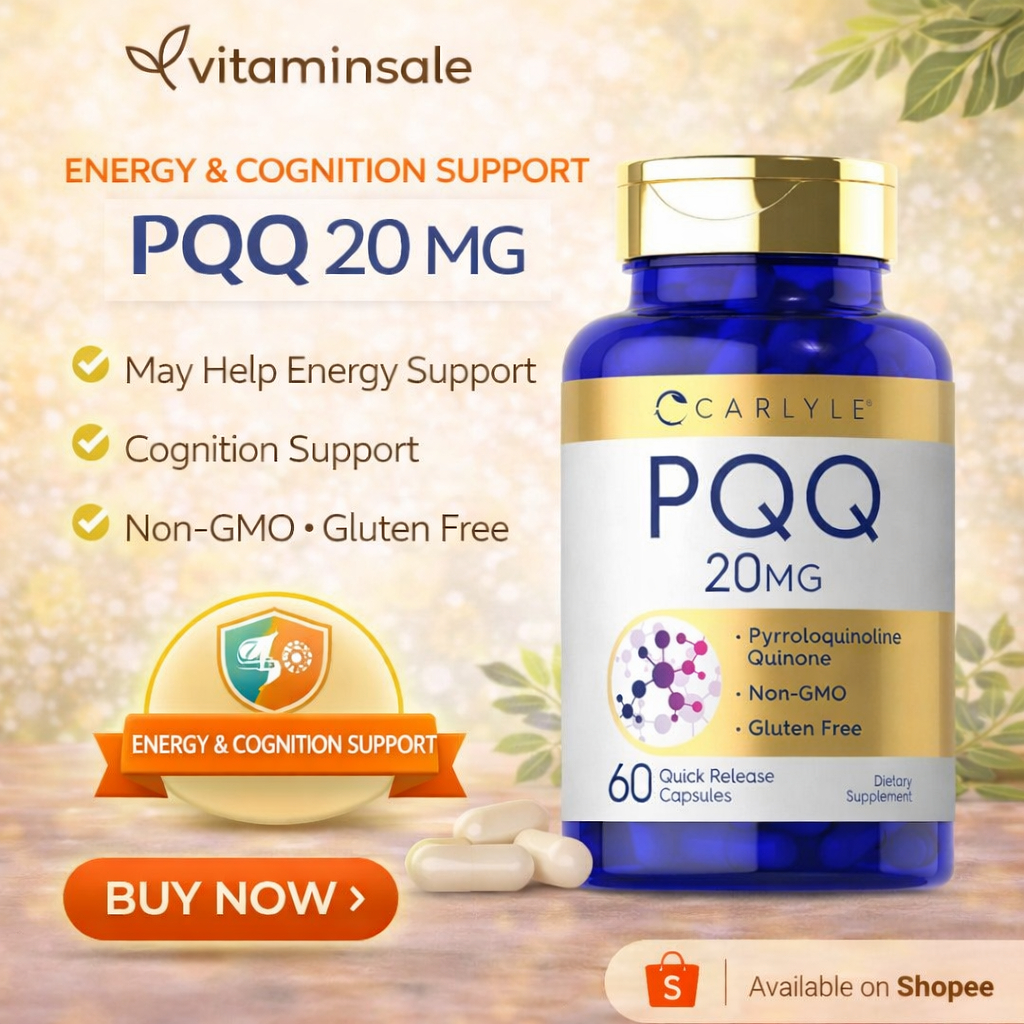 Carlyle PQQ 20 mg 60 Capsules วิตามินนำเข้าเสริมสุขภาพจาก USA